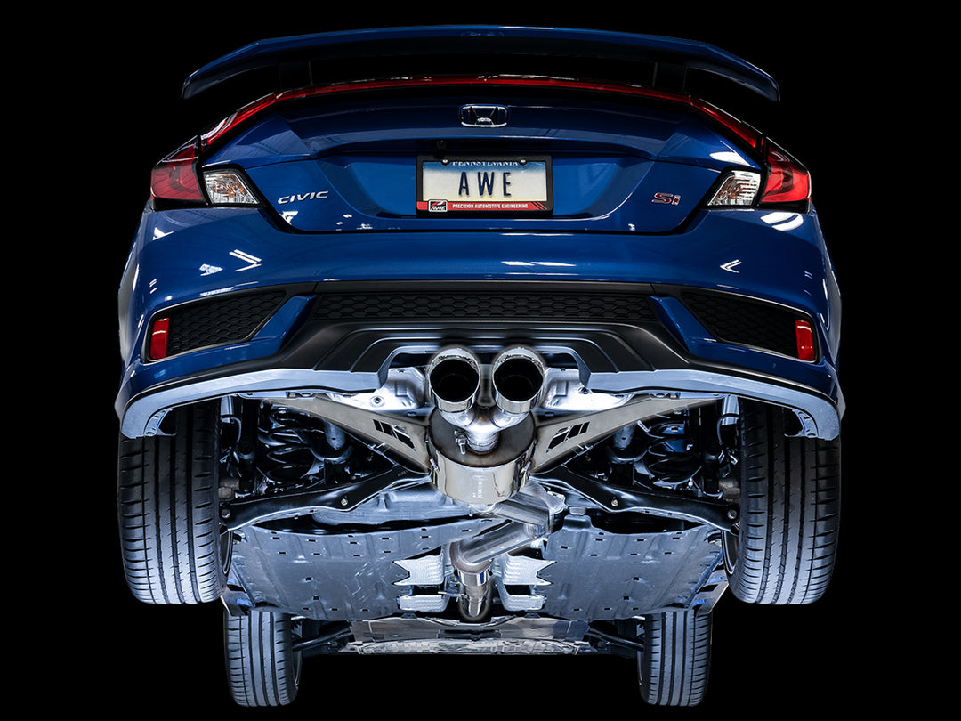 AWE Touring Edition Exhaust for 10th Gen Civic Si Coupe / Sedan (includes Front Pipe) - Dual Chrome Silver Tips