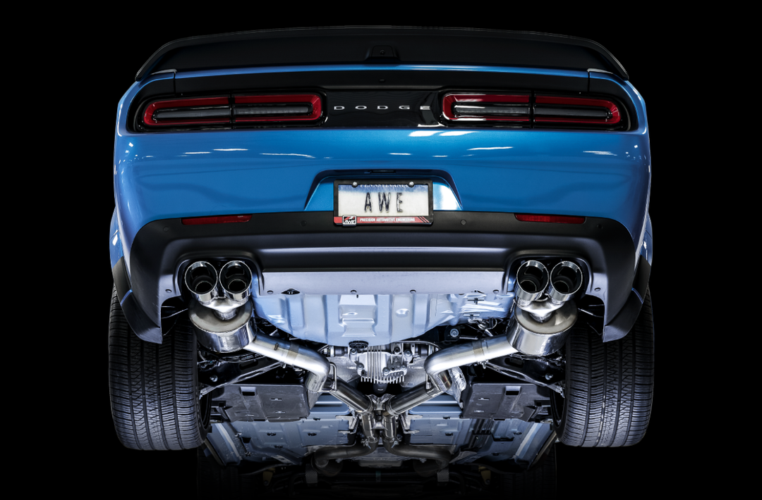 AWE Touring Edition Exhaust for 15+ Challenger 6.4 / 6.2 SC - Chrome Silver Quad Tips