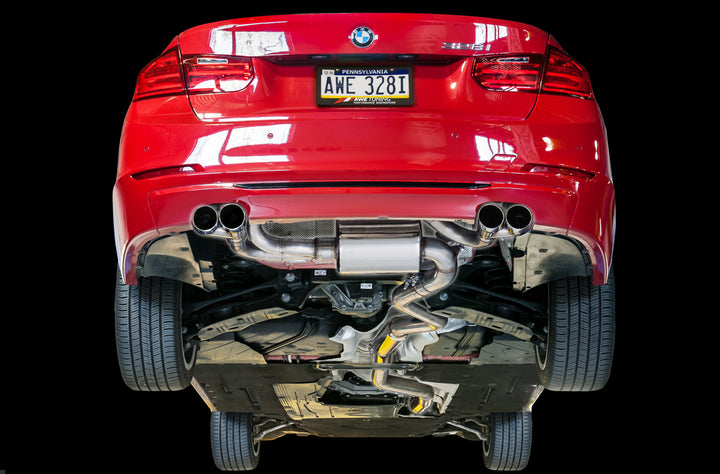 AWE Touring Edition Axle-back Exhaust, Quad Outlet for BMW F3X N20/N26 328i/428i - Chrome Silver Tips (80mm)