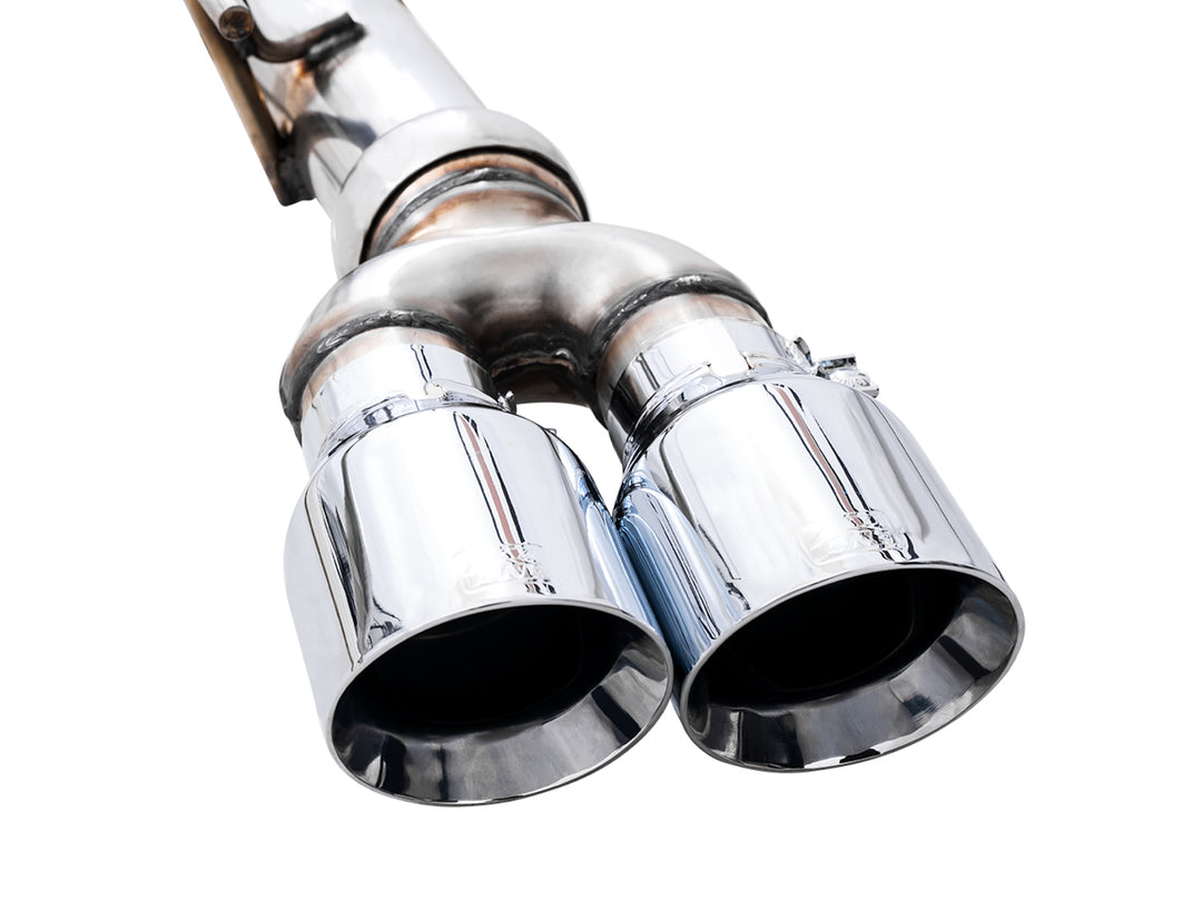 AWE 0FG Catback Split Rear Exit Exhaust for 4th Gen Silverado/Sierra 1500 6.2L (with bumper cutouts) - Quad Chrome Silver Tips