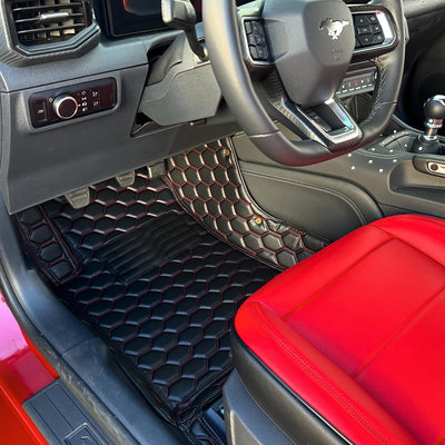 2010-14 Ford Mustang Premium Honeycomb Leather Floor Mat Liners