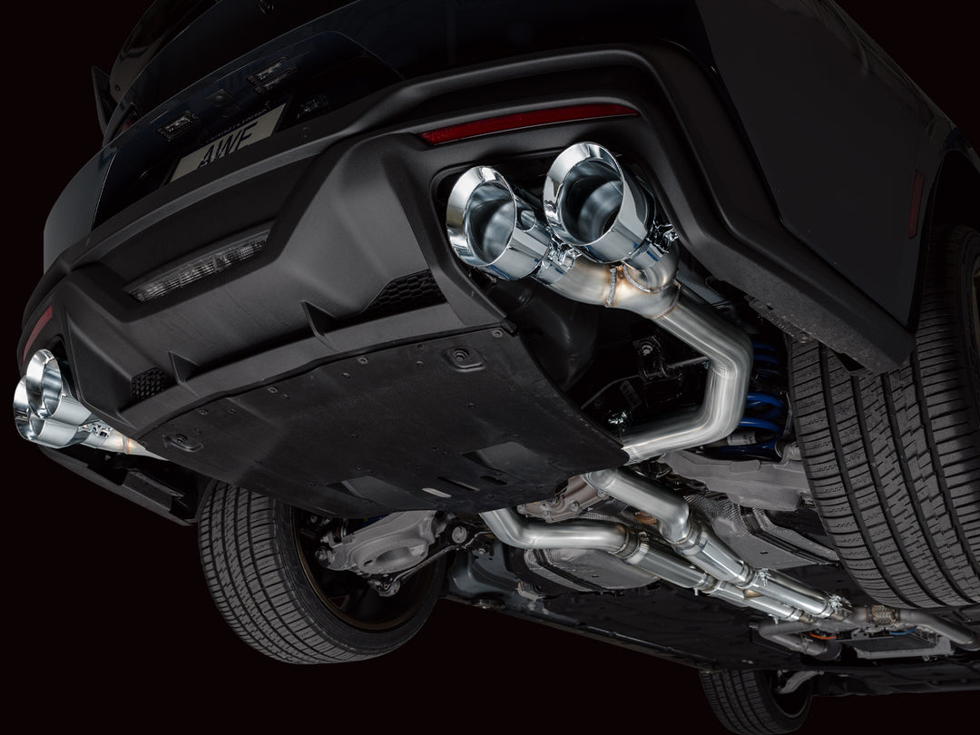 AWE Track Edition Exhaust for S650 Ford Mustang Dark Horse - Quad Chrome Silver Tips