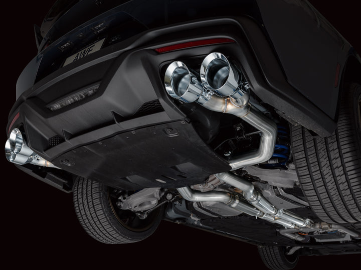 AWE Track Edition Exhaust for S650 Ford Mustang Dark Horse - Quad Chrome Silver Tips