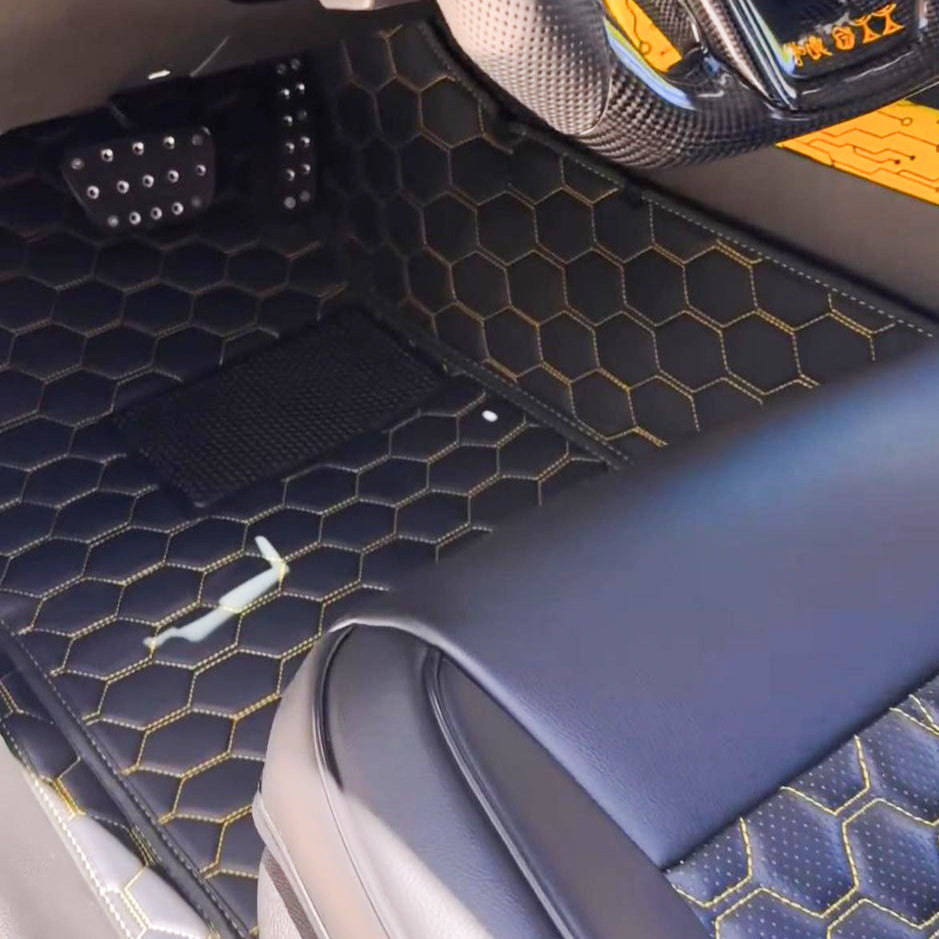 5th Gen Camaro Premium Honeycomb Leather Floor Mat Liners