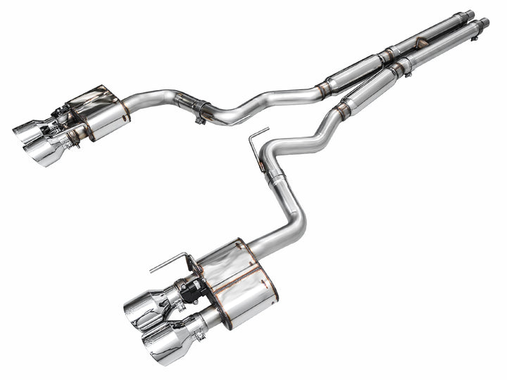 AWE SwitchPath™ Exhaust for Ford Mustang S550 Mach1 - Quad Chrome Silver Tip