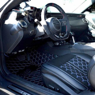 5th Gen Camaro Premium Honeycomb Leather Floor Mat Liners