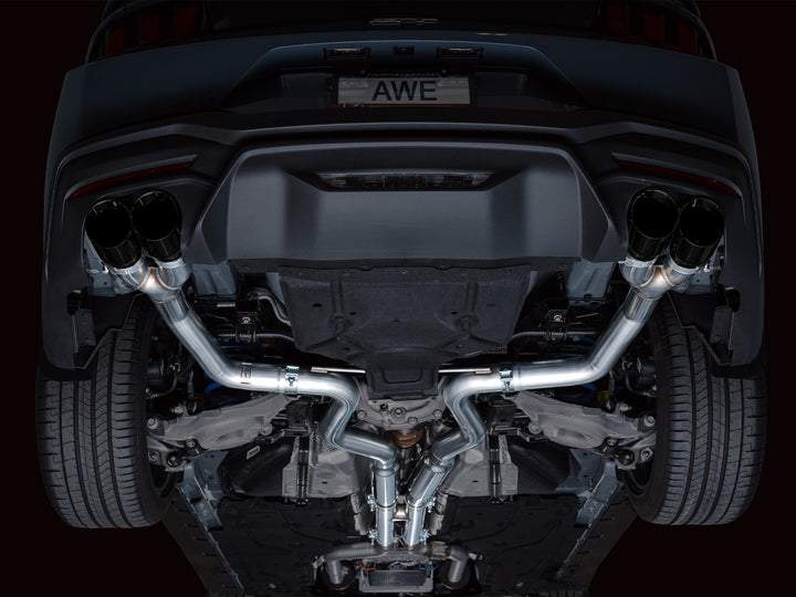 AWE Track Edition Exhaust for S650 Ford Mustang GT Fastback - Quad Diamond Black Tips