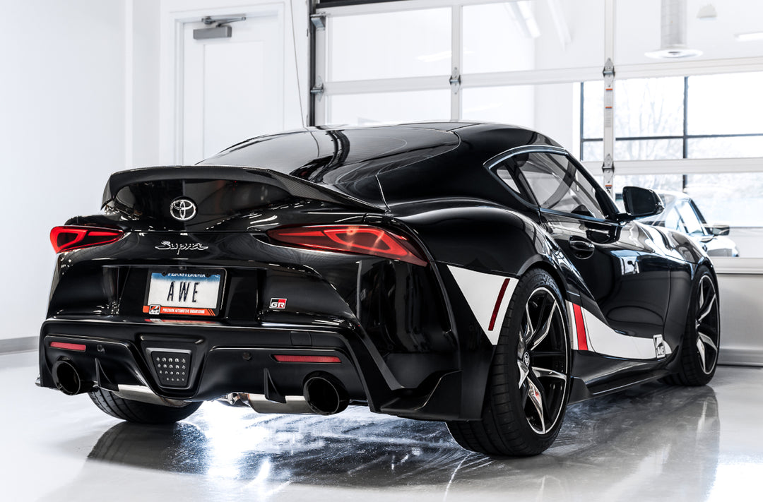 AWE Non-Resonated Touring Edition Exhaust for A90 Supra - 5" Diamond Black Tips