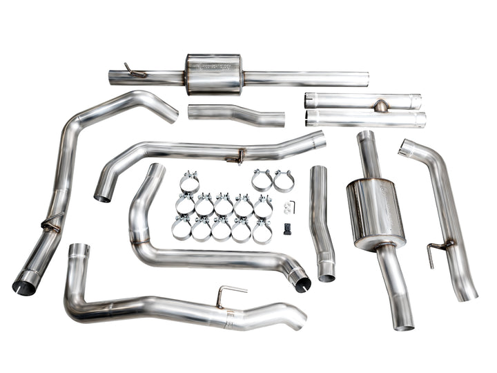 AWE 0FG Catback Split Rear Exit Exhaust for 4th Gen Silverado/Sierra 1500 6.2L (with bumper cutouts) - OE Tips