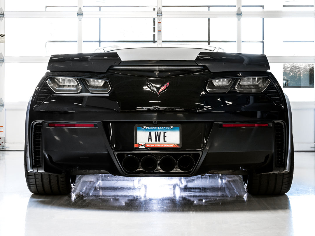 AWE Track Edition Axleback Exhaust for C7 Corvette Stingray / Z51 / Grand Sport / Z06 / ZR1 -- Diamond Black Tips (includes AWE AFM valve simulators)