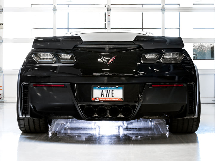 AWE Track Edition Axleback Exhaust for C7 Corvette Stingray / Z51 / Grand Sport / Z06 / ZR1 -- Diamond Black Tips (includes AWE AFM valve simulators)