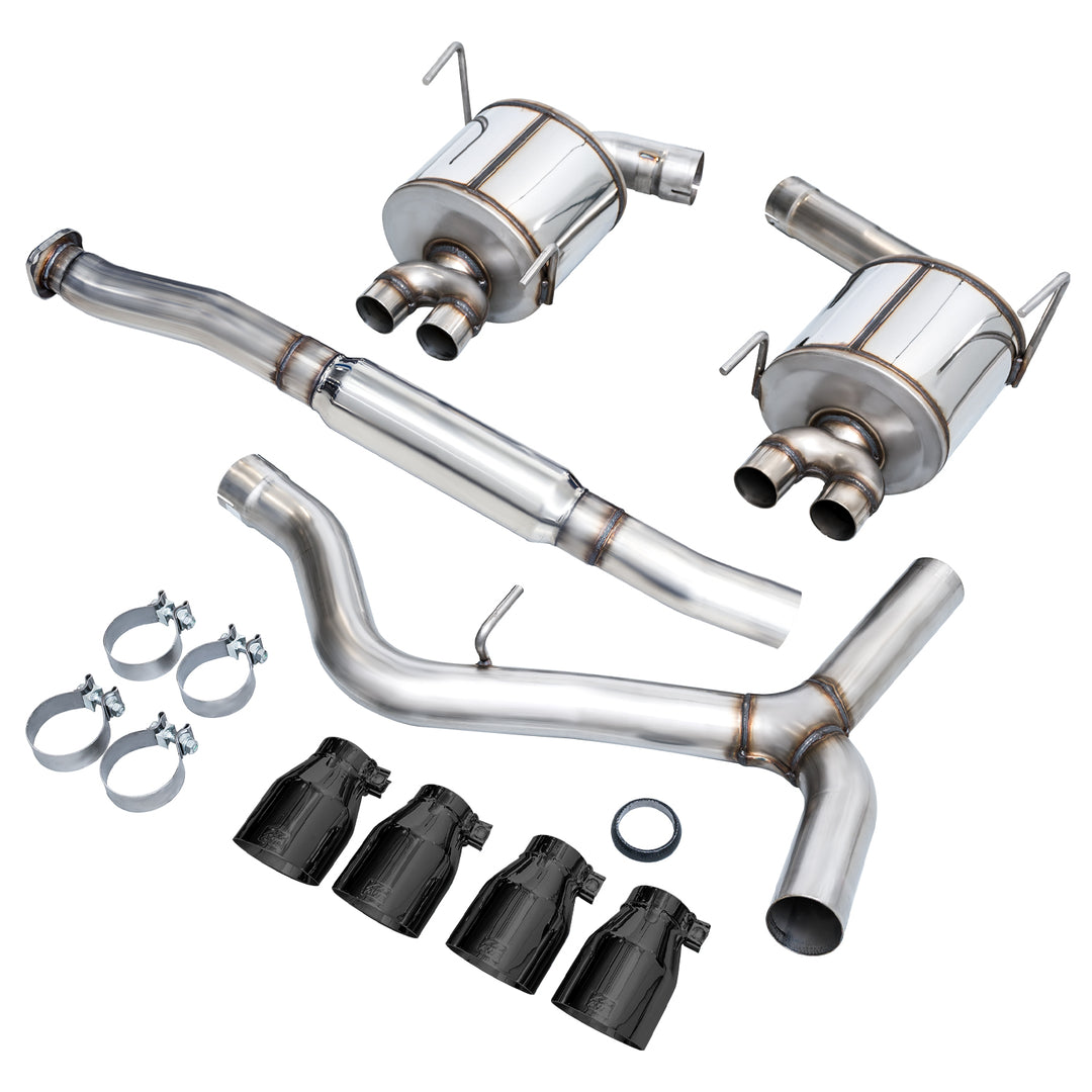 AWE Touring Edition Exhaust for VA STI / GV WRX / GV STI Sedan - Diamond Black Quad Tips (102mm)