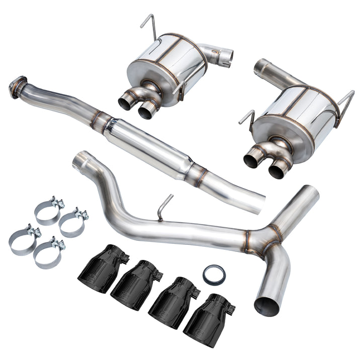 AWE Touring Edition Exhaust for VA STI / GV WRX / GV STI Sedan - Diamond Black Quad Tips (102mm)