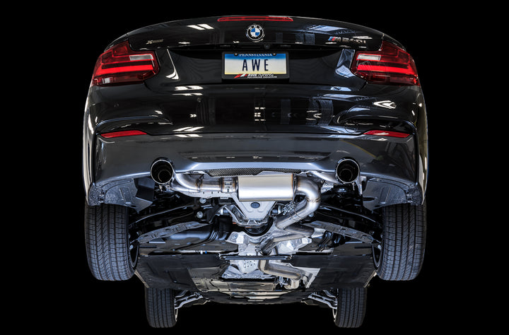 AWE Touring Edition Axle-back Exhaust for BMW F22 M235i / M240i - Chrome Silver Tips (90mm)