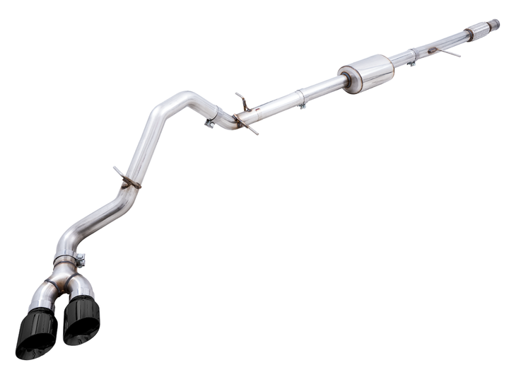 AWE 0FG Catback Dual Side Exit Exhaust for 4th Gen Silverado/Sierra 1500 5.3L (Flat Bumper) - Diamond Black Tips