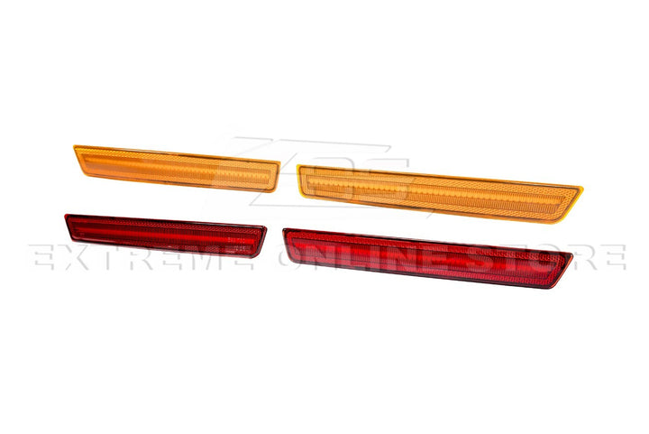 2015-2023 Dodge Challenger | Front Amber &amp; Rear Red LED Reflector Light Set