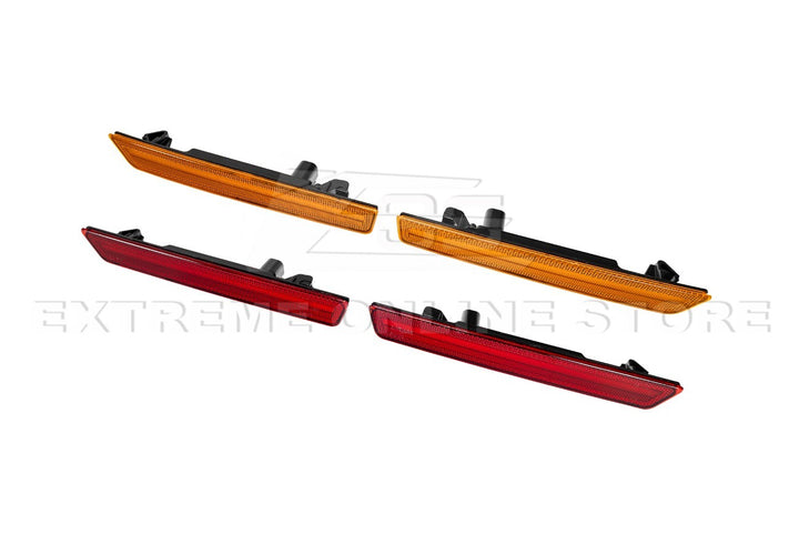 2015-2023 Dodge Challenger | Front Amber &amp; Rear Red LED Reflector Light Set