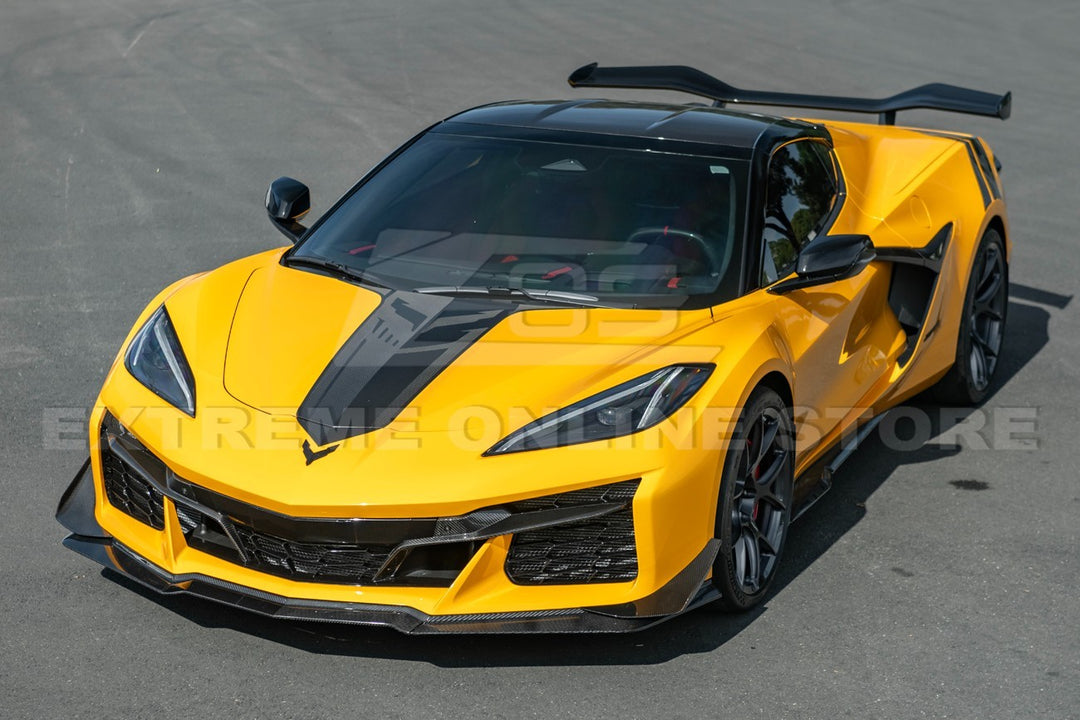 2023-Present Corvette C8 Z06 / E-Ray | Z07 Extended DRY CARBON FIBER Front Lip Splitter &amp; No-Drill Canards