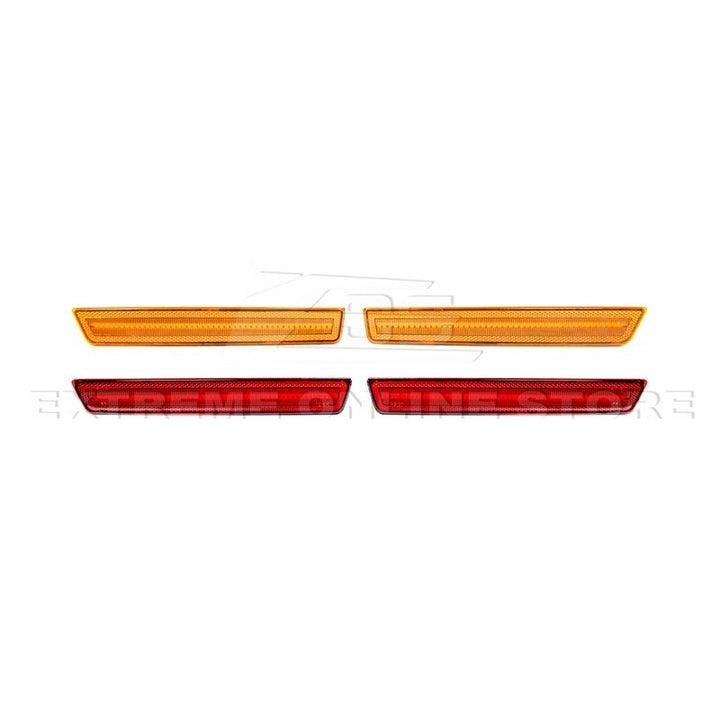 2015-2023 Dodge Challenger | Front Amber &amp; Rear Red LED Reflector Light Set - Amber &amp; Red Lens