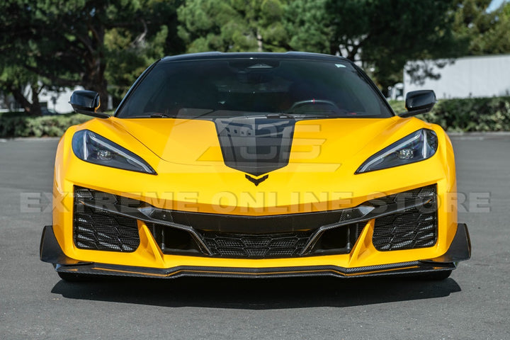 2023-Present Corvette C8 Z06 / E-Ray | Z07 Extended DRY CARBON FIBER Front Lip Splitter &amp; No-Drill Canards