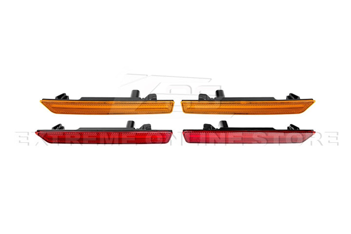 2015-2023 Dodge Challenger | Front Amber &amp; Rear Red LED Reflector Light Set
