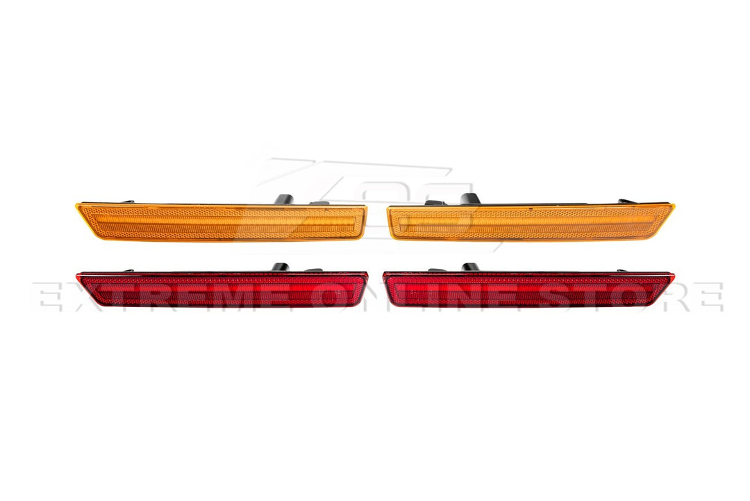 2015-2023 Dodge Challenger | Front Amber &amp; Rear Red LED Reflector Light Set