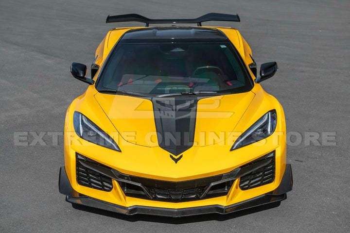 2023-Present Corvette C8 Z06 / E-Ray | Z07 Extended DRY CARBON FIBER Front Lip Splitter &amp; No-Drill Canards