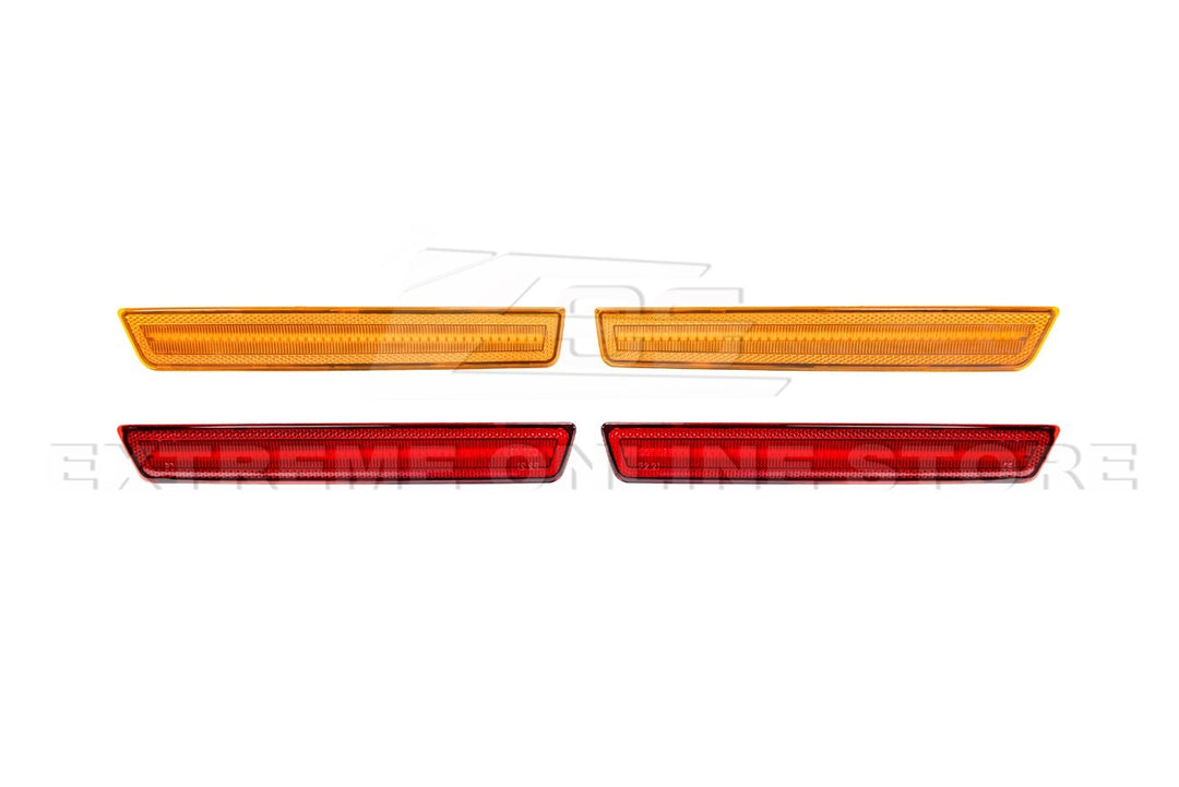 2015-2023 Dodge Challenger | Front Amber &amp; Rear Red LED Reflector Light Set