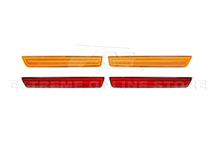 2015-2023 Dodge Challenger | Front Amber &amp; Rear Red LED Reflector Light Set