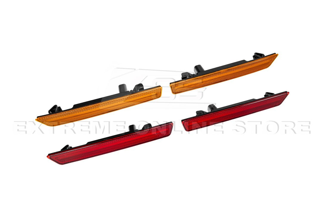 2015-2023 Dodge Challenger | Front Amber &amp; Rear Red LED Reflector Light Set