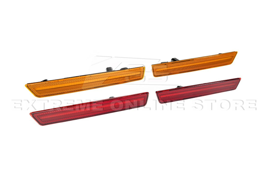 2015-2023 Dodge Challenger | Front Amber &amp; Rear Red LED Reflector Light Set