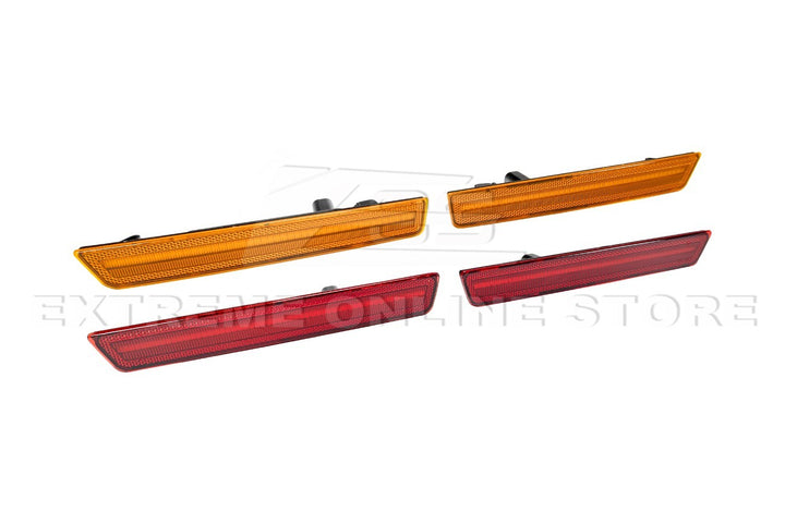 2015-2023 Dodge Challenger | Front Amber &amp; Rear Red LED Reflector Light Set