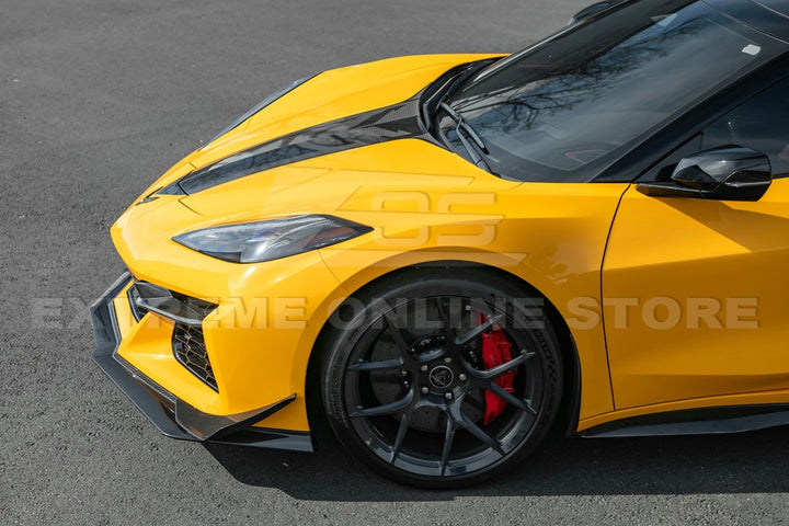 2023-Present Corvette C8 Z06 / E-Ray | Z07 Extended DRY CARBON FIBER Front Lip Splitter &amp; No-Drill Canards