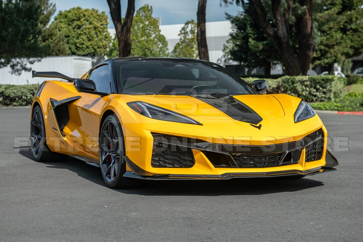 2023-Present Corvette C8 Z06 / E-Ray | Z07 Extended DRY CARBON FIBER Front Lip Splitter &amp; No-Drill Canards