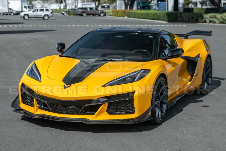 2023-Present Corvette C8 Z06 / E-Ray | Z07 Extended DRY CARBON FIBER Front Lip Splitter &amp; No-Drill Canards