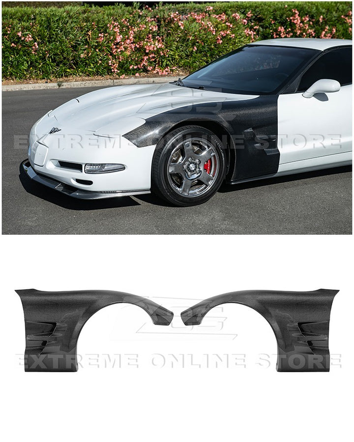 1997-2004 Corvette C5 | Carbon Fiber Widebody Fenders - C6 ZR1 Style Front Fender Pair (1" Wider)