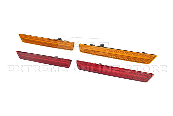 2015-2023 Dodge Challenger | Front Amber &amp; Rear Red LED Reflector Light Set