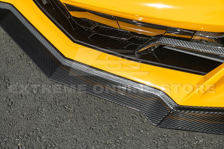 2023-Present Corvette C8 Z06 / E-Ray | Z07 Extended DRY CARBON FIBER Front Lip Splitter &amp; No-Drill Canards