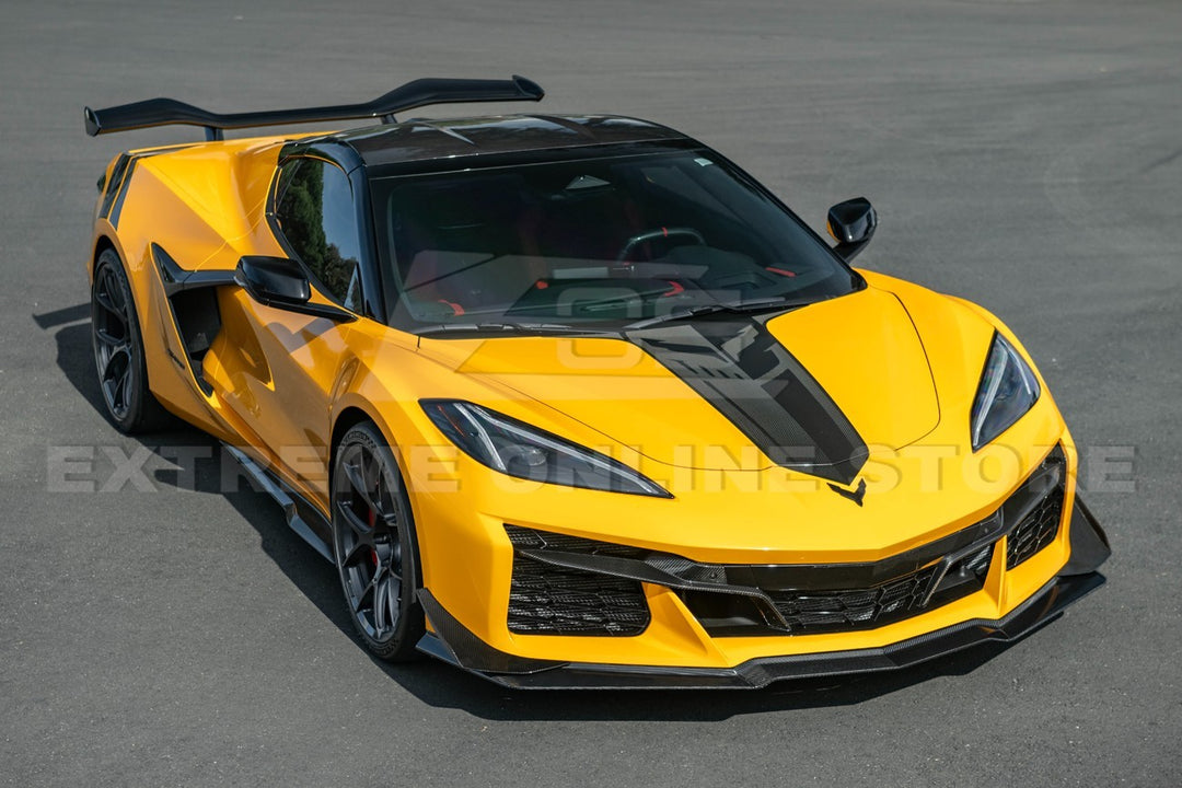 2023-Present Corvette C8 Z06 / E-Ray | Z07 Extended DRY CARBON FIBER Front Lip Splitter &amp; No-Drill Canards