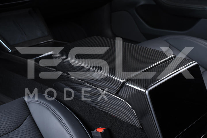2020-Up Tesla Model 3 &amp; Y Carbon Fiber Interior Center Armrest Cover