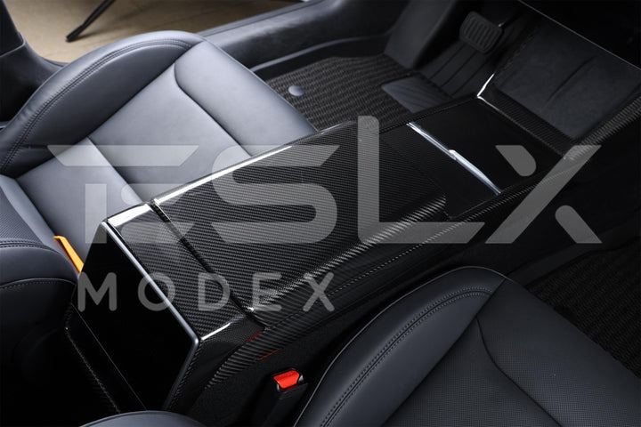 2020-Up Tesla Model 3 &amp; Y Carbon Fiber Interior Center Armrest Cover