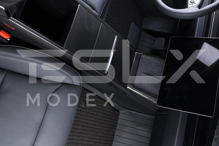 2024-Up Tesla Model 3, 2025-Up Model Y Carbon Fiber Interior Central Storage Box Cover