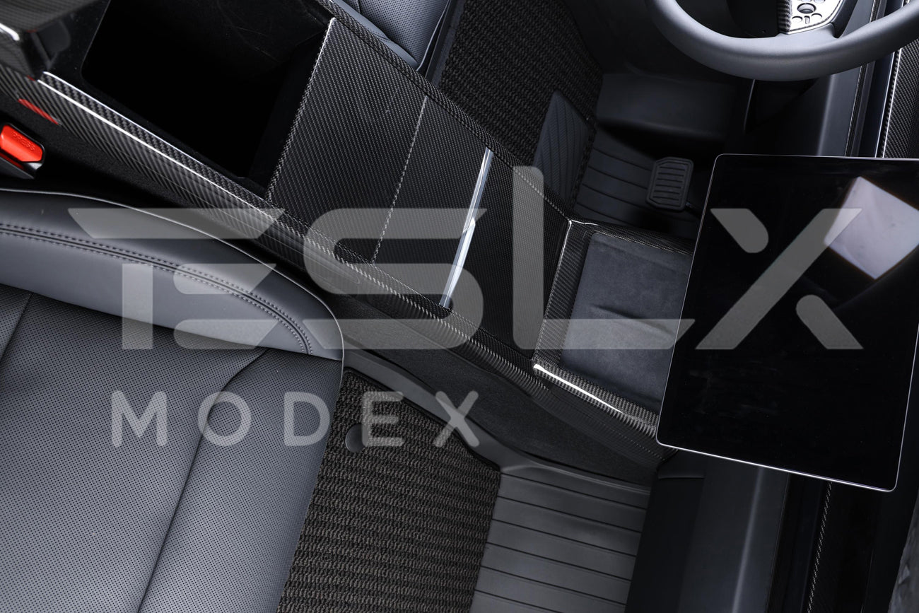 2024-Up Tesla Model 3 Carbon Fiber Interior Central Storage Box Cover