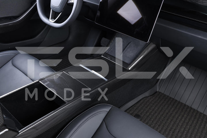 2024-Up Tesla Model 3, 2025-Up Model Y Carbon Fiber Interior Central Storage Box Cover