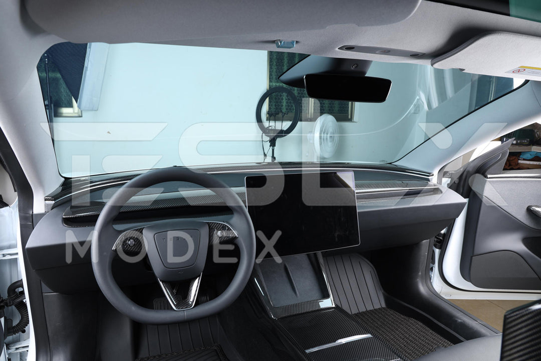 2024-Up Tesla Model 3, 2025-Up Model Y Carbon Fiber Interior Front Dashboard Cover