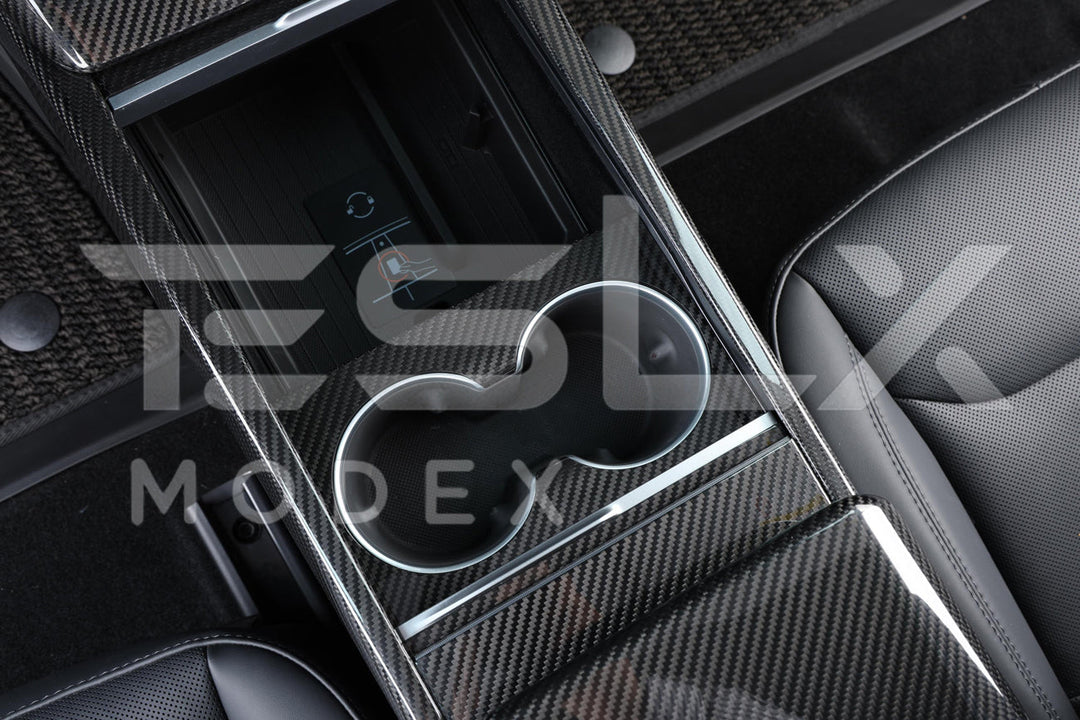 2024-Up Tesla Model 3, 2025-Up Model Y Carbon Fiber Interior Water Cup Frame
