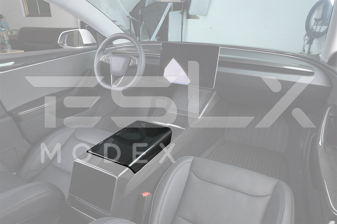 2020-Up Tesla Model 3 &amp; Y Carbon Fiber Interior Center Armrest Cover