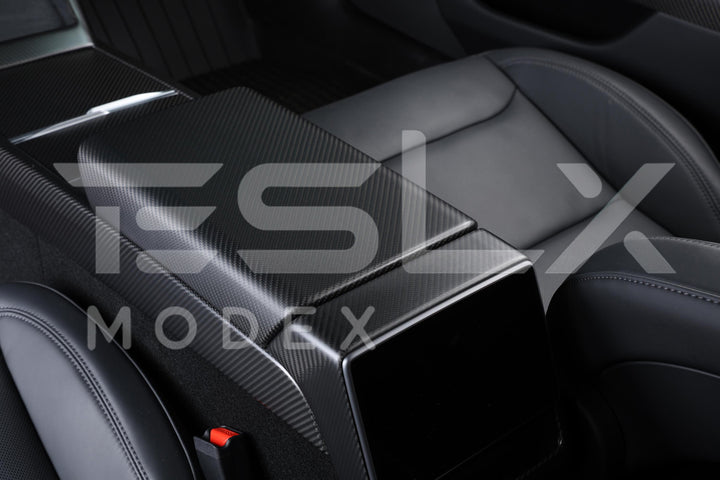 2020-Up Tesla Model 3 &amp; Y Carbon Fiber Interior Center Armrest Cover