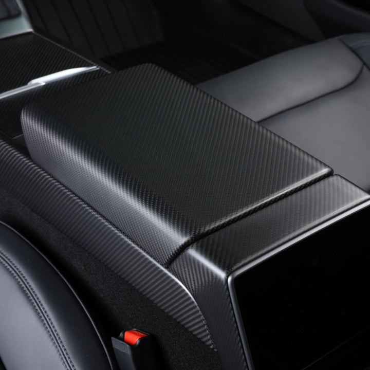 2020-Up Tesla Model 3 &amp; Y Carbon Fiber Interior Center Armrest Cover