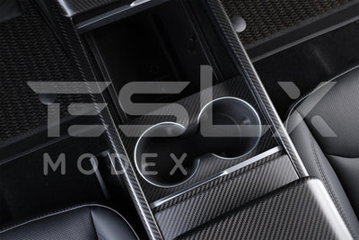2024-Up Tesla Model 3 Carbon Fiber Interior Water Cup Frame